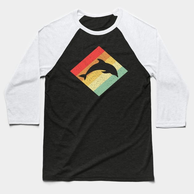 Retro Vintage 80s Dolphin Gift For Dolphin Lovers Baseball T-Shirt by OceanRadar